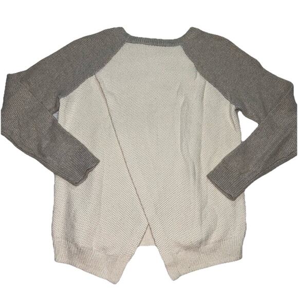Madewell Province Sweater Womens Size S Cream/ Gray 2-tone Open Back Waffle Knit - Picture 10 of 14